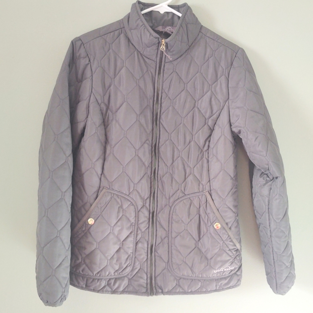EDDIE BAUER Green Quilted Zip Lightweight Puffer Style Jacket Size Medium